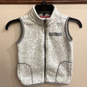 Carter’s boys knit vest zip up with fleece lined grey white 2 pockets size 5